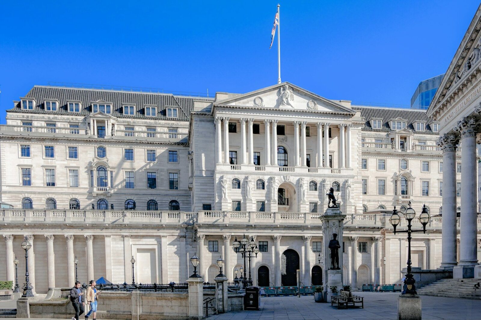The Bank of England building on Threadneedle Street in the City of London