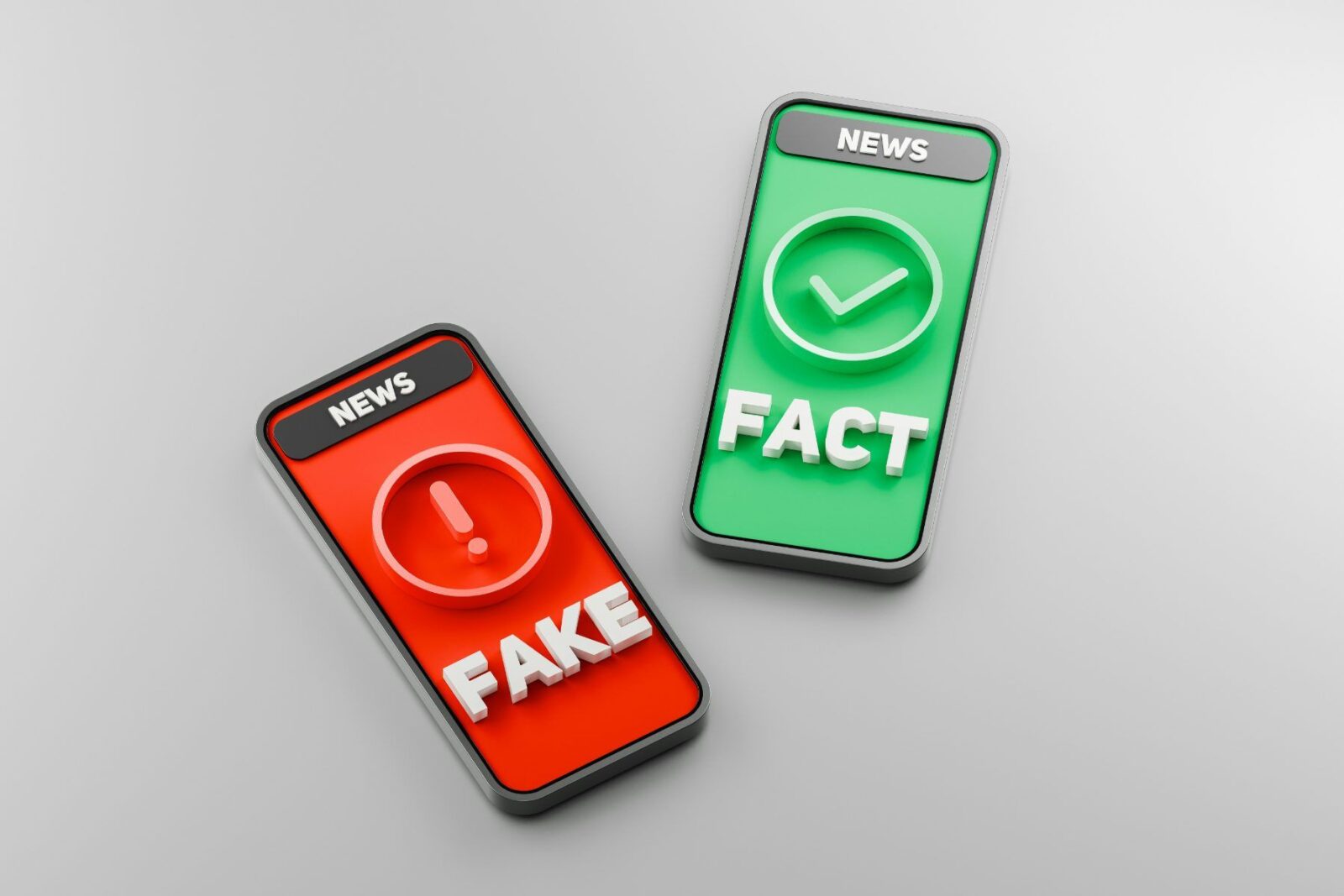 Two phones marked fake and fact, a reminder to check for an investment scam
